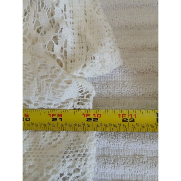 Chaps Womens Blouse Beige Ivory Lace Lined Short Sleeve Scoop Neck Size 1X Beach - Picture 11 of 14